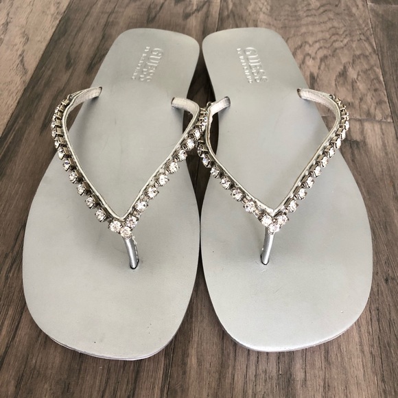 guess flip flops with rhinestones